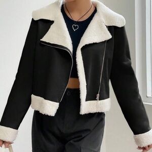 Chic Black and White Teddy Jacket